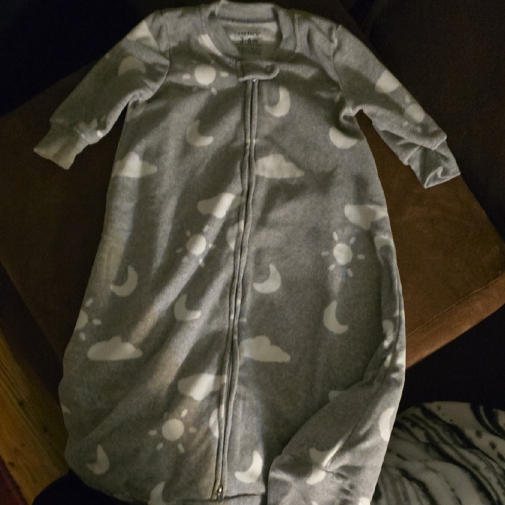 Carter's Gray Sleep Sack with Moon and Cloud Pattern